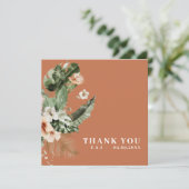 Tropischer Hibiskus boho pastel "Danke schön" Kart Save The Date (Stehend Vorderseite)