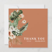 Tropischer Hibiskus boho pastel "Danke schön" Kart Save The Date (Vorderseite)