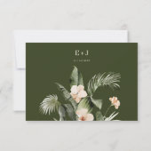 Tropischer Hibiskus boho pastel Wedding RSVP Card Karte (Rückseite)