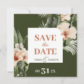 Tropischer Hibiskus boho pastellel "Save the Date" Einladung (Vorderseite)