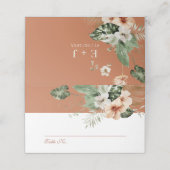 Tropischer Hibiskus boho pastellel Wedding Platzkarte (Außenseite Aufgefaltet)