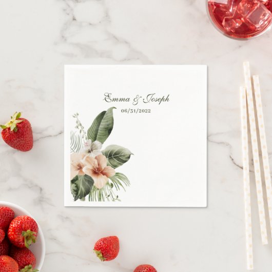 Tropischer Hibiskus boho pastellel Wedding Serviette (Beispiel)