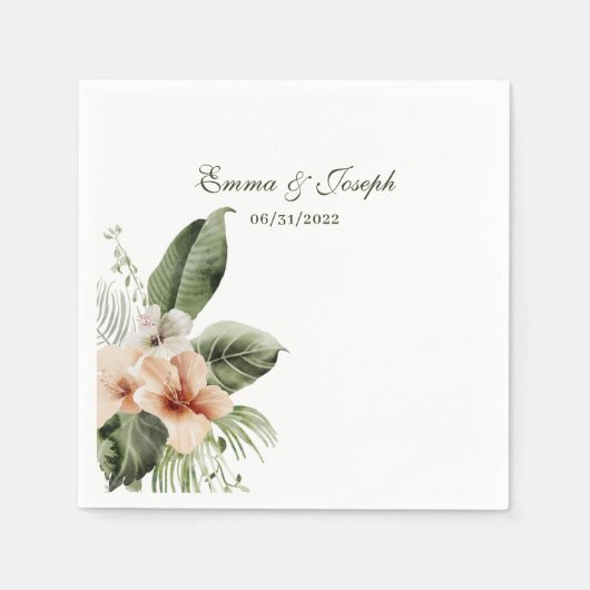 Tropischer Hibiskus boho pastellel Wedding Serviette (Vorderseite)