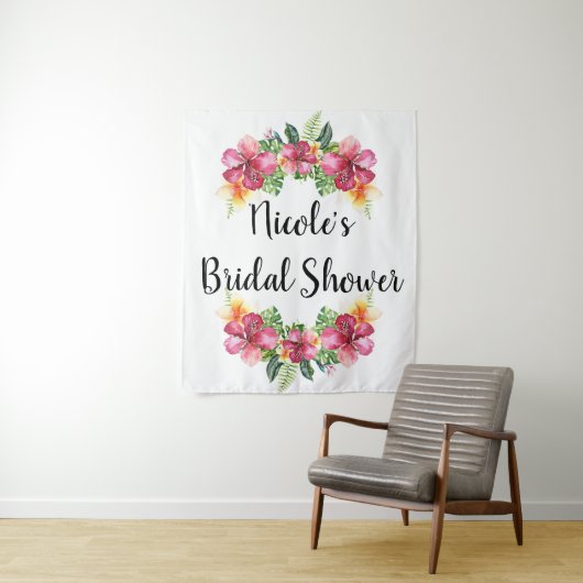 Tropischer Hibiskus Botanischer Luau Hintergrund Wandteppich (Beispiel)