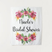 Tropischer Hibiskus Botanischer Luau Hintergrund Wandteppich (Vorderseite)