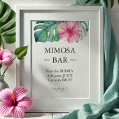 Tropischer Hibiskus Brautparty Mimosa Bar Sign Poster