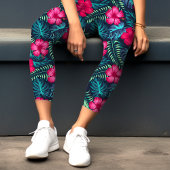 Tropischer Hibiskus Capri Leggings