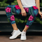 Tropischer Hibiskus Capri Leggings