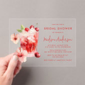 Tropischer Hibiskus Cherry Cocktail Brautparty Acryleinladungen (Insitu (Handheld))