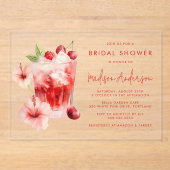 Tropischer Hibiskus Cherry Cocktail Brautparty Acryleinladungen (Vorderseite)