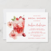 Tropischer Hibiskus Cherry Cocktail Brautparty Einladung (Vorderseite)