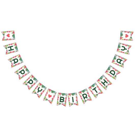 Tropischer Hibiskus farbenfrohe hawaiianische Freu Wimpelkette (Alle)