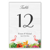 Tropischer Hibiskus Flamingo Tischnummer (Rückseite)