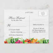 Tropischer Hibiskus Flamingo UAWG Reply Einladungspostkarte (Rückseite)