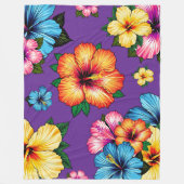 Tropischer Hibiskus Fleecedecke (Vorderseite)