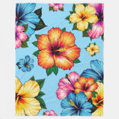 Tropischer Hibiskus Fleecedecke (Vorderseite)