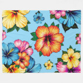 Tropischer Hibiskus Fleecedecke (Vorderseite (Horizontal))