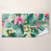 Tropischer Hibiskus: florales nahtloses Muster Badehandtuch (Badehandtuch)