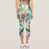 Tropischer Hibiskus: florales nahtloses Muster Capri Leggings (Rückseite)