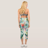Tropischer Hibiskus: florales nahtloses Muster Capri Leggings (Rückseite)