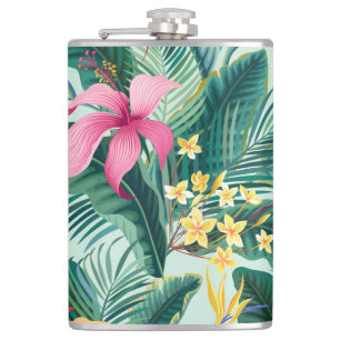 Tropischer Hibiskus: florales nahtloses Muster Flachmann