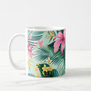 Tropischer Hibiskus: florales nahtloses Muster Kaffeetasse
