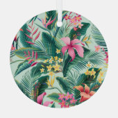 Tropischer Hibiskus: florales nahtloses Muster Ornament Aus Glas (Rückseite)