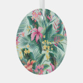 Tropischer Hibiskus: florales nahtloses Muster Ornament Aus Glas (Vorderseite Rechts)