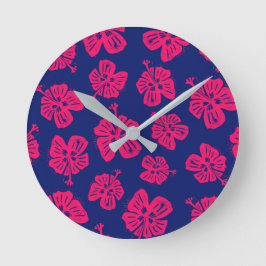 Tropischer Hibiskus für ein bisschen Paradies auf  Runde Wanduhr