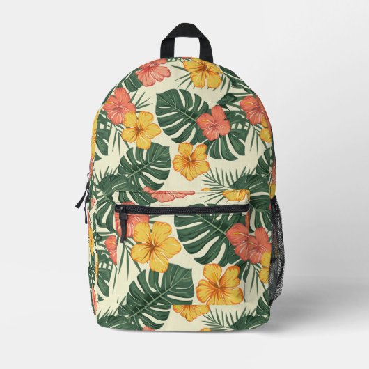 Tropischer Hibiskus Garden Bedruckter Rucksack (Vorderseite)