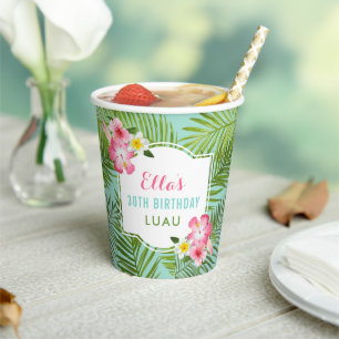 Tropischer Hibiskus-Geburtstags-Luau Pappbecher
