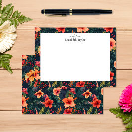 Tropischer Hibiskus, gelb-orange-grüne Blüte Mitteilungskarte