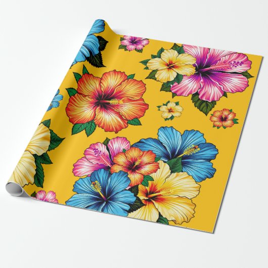 Tropischer Hibiskus Geschenkpapier (Ungerollt)