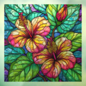 Tropischer Hibiskus Gewebte Glaskunst Fensteraufkleber (Blatt 3)