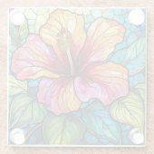 Tropischer Hibiskus Gewebte Glaskunst Glasuntersetzer (Rückseite)
