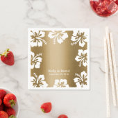 Tropischer Hibiskus Gold Hintergrund Elegante Hoch Serviette (Beispiel)