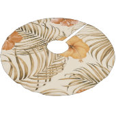 Tropischer Hibiskus: Handgezeichnetes Muster. Polyester Weihnachtsbaumdecke (Schrägansicht)