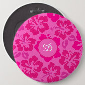 tropischer Hibiskus hawaii mädchenhafte Muster Button (Vorne & Hinten)