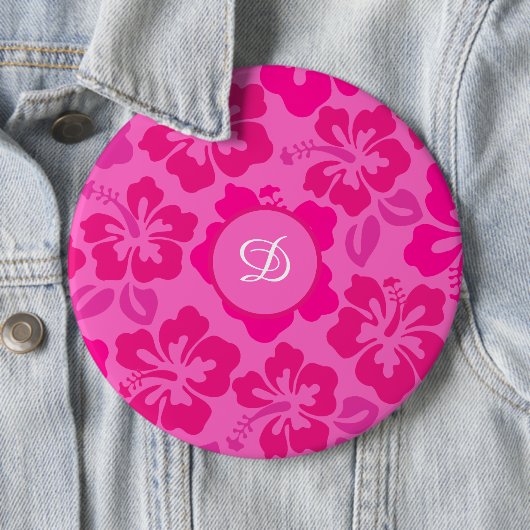 tropischer Hibiskus hawaii mädchenhafte Muster Button (Beispiel)