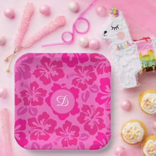 tropischer Hibiskus hawaii mädchenhafte Muster Pappteller