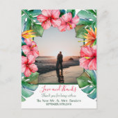 Tropischer Hibiskus Hawaiian Foto Hochzeit Vielen Postkarte (Vorderseite)
