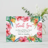 Tropischer Hibiskus Hawaiian Geburtstag Vielen Dan Dankeskarte (Stehend Vorderseite)