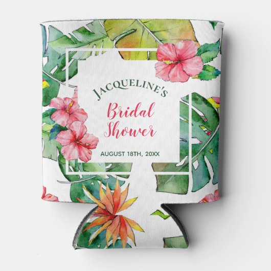 Tropischer Hibiskus Hawaiian Luau Bridal Dosenkühler (Vorderseite)