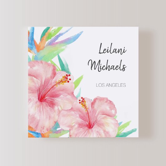 Tropischer Hibiskus Hawaiianische Blume Quadratische Visitenkarte