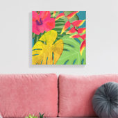 Tropischer Hibiskus Heliconia & Blätter Leinwanddruck (Insitu (Wohnzimmer))