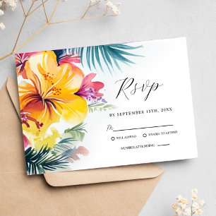 Tropischer Hibiskus Hochzeit in Urlaubsort RSVP Karte