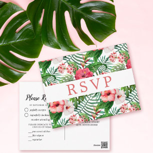 Tropischer Hibiskus Hochzeit RSVP Mahlzeit Wahl Postkarte