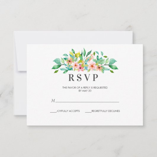 Tropischer Hibiskus | Hochzeit RSVP mit Karte (Vorderseite)