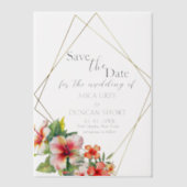 Tropischer Hibiskus Hochzeit speichern Sie das Dat Pergament Einladungen (Vorderseite)