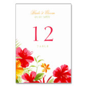 Tropischer Hibiskus Hochzeitkarte Tischnummer (Rückseite)